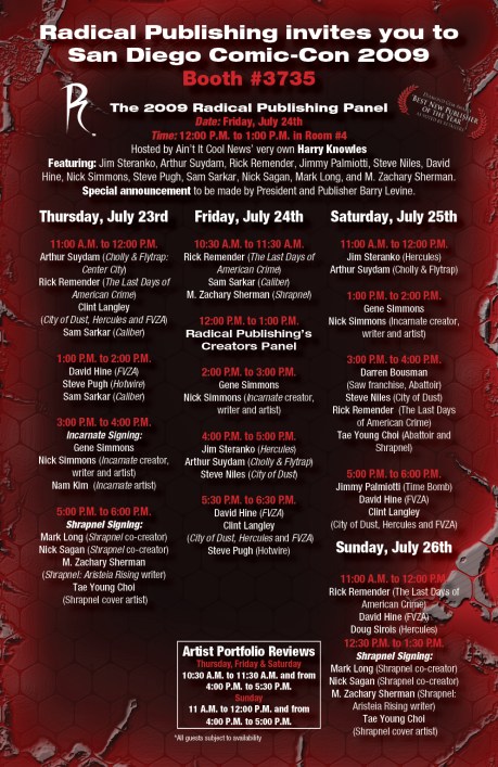 Radical SDCC09 schedule